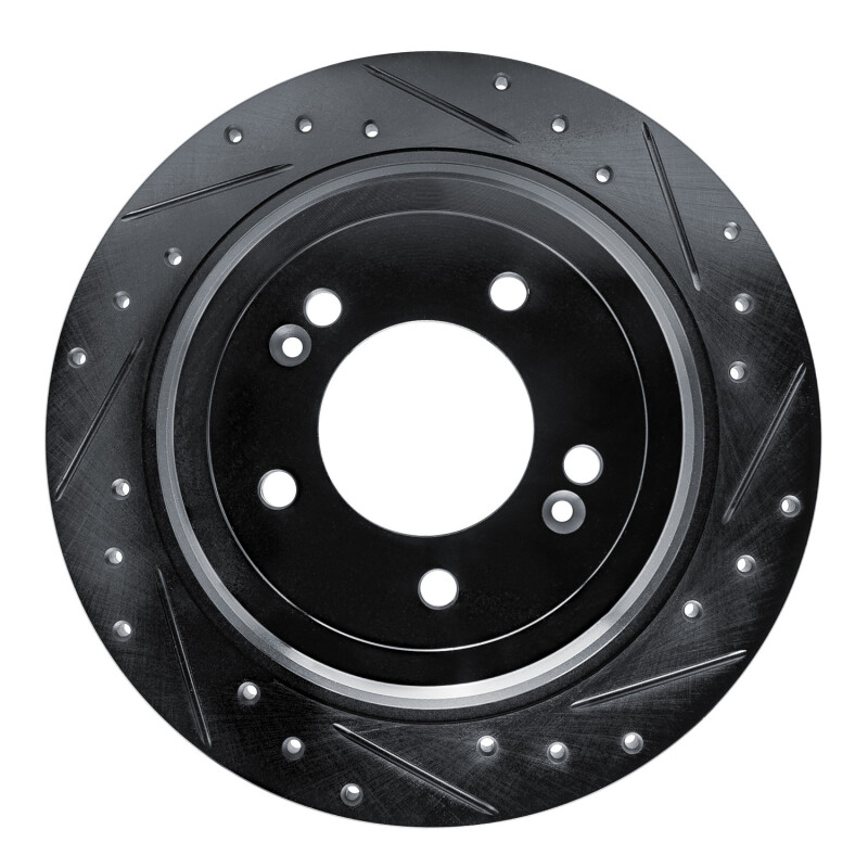 Hyundai Tucson Brake Rotor (1) - Rear Right - R1 Concepts - Drilled & Slotted - Black - `17-`25